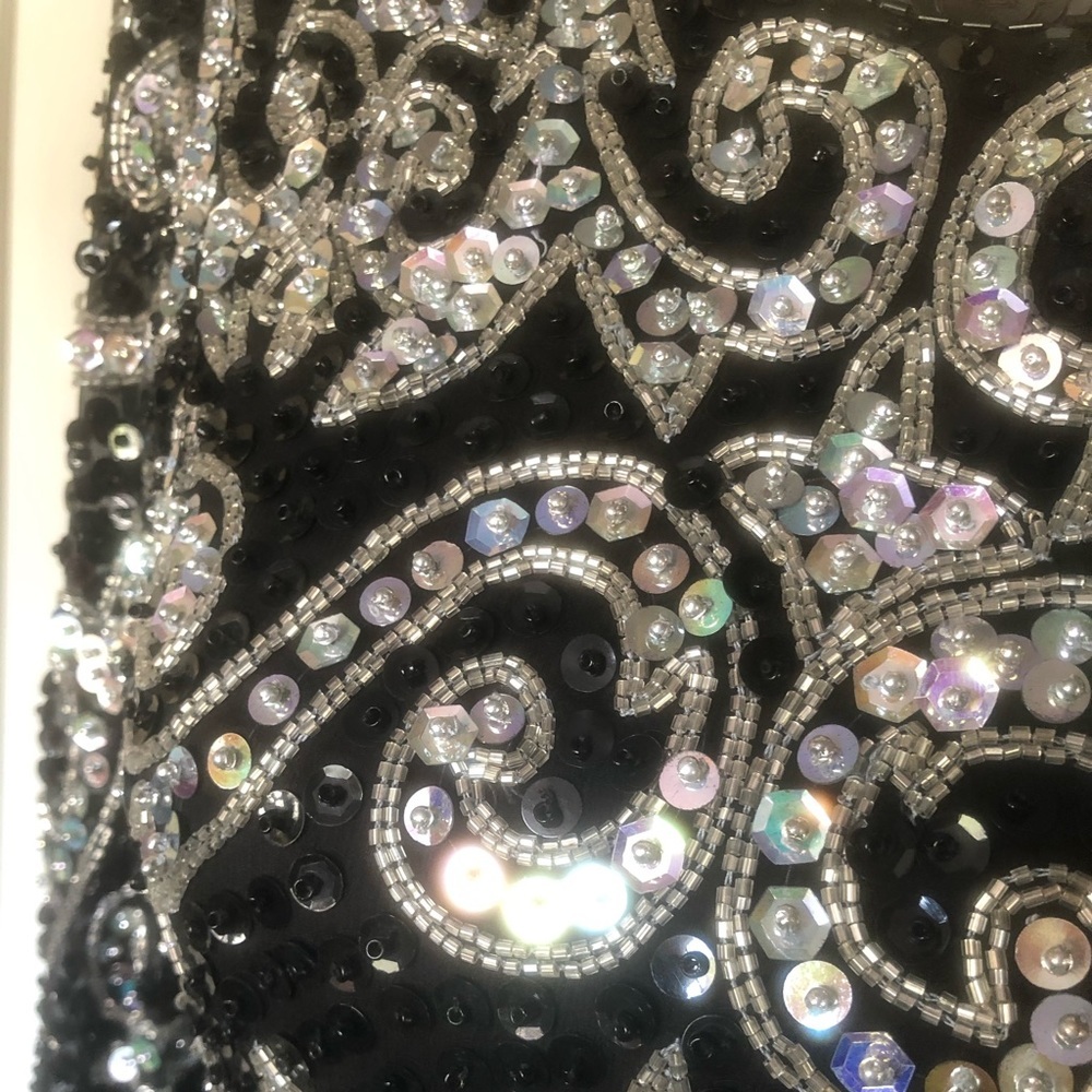 DRESS BRILLIANT BY JA VINTAGE SEQUIN BLACK SILVER - Picture 6 of 14